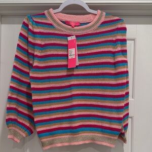 Lilly Pulitzer Striped Crewneck Sweater in Pink, Teal & Beige